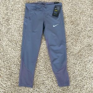 NWT! Nike Power Dri-Fit Crop Length Running Tights #BQ5948-056 Gray Women’s Sz S